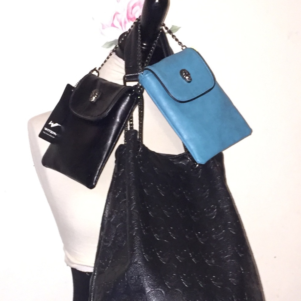 NWT BLACK VINTAGE GOTH SKULL SHOULDER BAG wT MINI SKULL BAGS (BUNDLE)